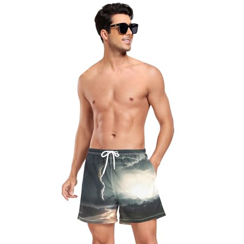 Black Tornado Mens Swim Trunks with Compression Liner 4.7" Inseam Quick Dry Lightweight Swimming Shorts#9223
