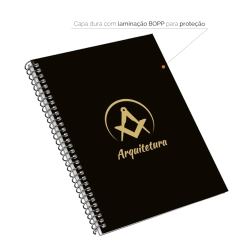 Caderno Universitário Espiral 1 Matéria Profissões Arquitetura (Preto e Gold)