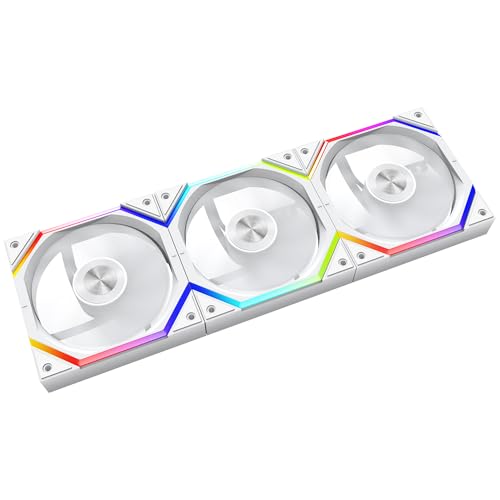 Image of SR120 X3 Fans,120mm ARGB and PWM Case Fan,Axle Core Double Ring CD Pattern Module,Daisy-Chain 5V ARGB Fans 120mm Triple Pack Suitable for Computer Case (White)