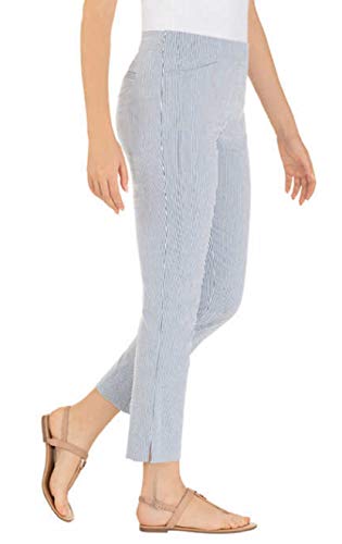 Hilary Radley Ladies' Seersucker Pull-On Ankle Pant (Off White/Blue, XX-Large)2