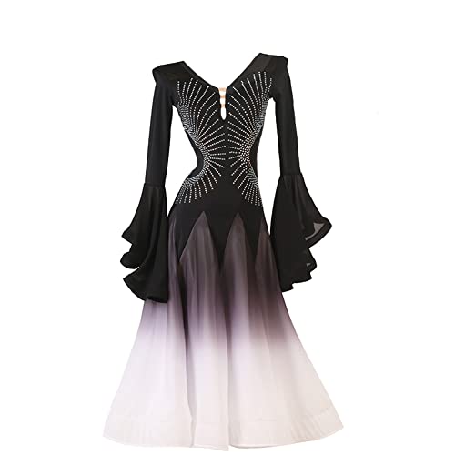 Female Ballroom Dance Dresses for Women Competition Smooth Butterfly Sleeves Modern Waltz Cha Cha Dress Black