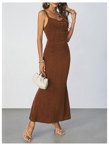 SOLY HUX Women's Open Back Cowl Neck Bodycon Maxi Dresses Sleeveless Tie Backless Cami Party Long Dress4