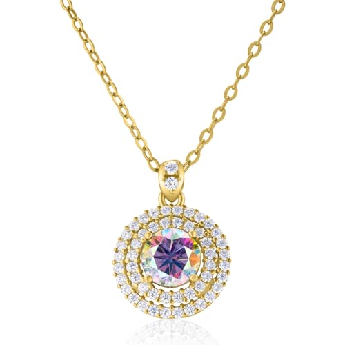 Collier pendentif moissanite femme rond pour remplacer un diamant cher
