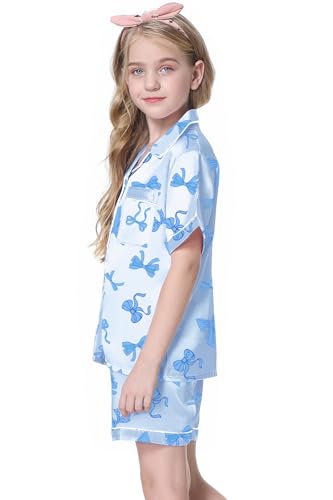 Image of Girls & Womens Satin Pajamas Set, Silk Button-Down Sleepwear 2 Piece Nightwear, 3 Years - Women XXL