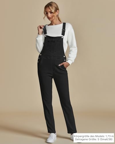 Vetinee Schwarzer Jumpsuit Damen Overall Damen Schwarz Ikonisch Schwarz Größe Large Passt EU Größe 42 bis EU Größe 44