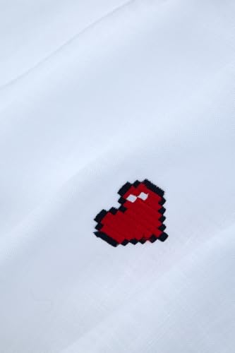 Image of SNITCH Men Casual Shirt | Regular Fit Full Sleeve Point Collar Solid Design with Embroidered Heart | 100% Lyocell & Breathable Fabric for Smart Casual Wear
