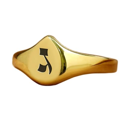 Bague hébraïque Yod Jo hypoallergénique en argent doré pour peaux sensibles LK_PDR_00860