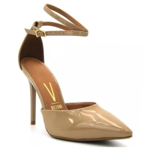 Scarpin Vizzano Bico Fino Salto Alto Amarração Feminino - Bege - 39