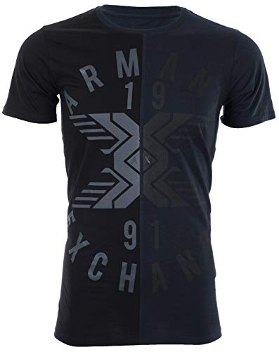 Armani Exchange  Split UP Mens Designer T-Shirt Premium Black Slim Fit (Medium)