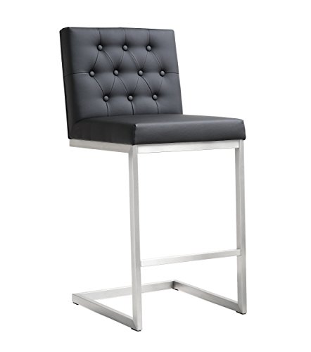 Tov Furniture Helsinki Stainless Steel Counter Stool (Set of 2), Black
