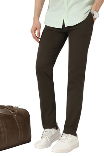 Image of Peter England Men's Slim Fit Mid Rise Super Premium Wrinkle Free Casual Trouser Chinos