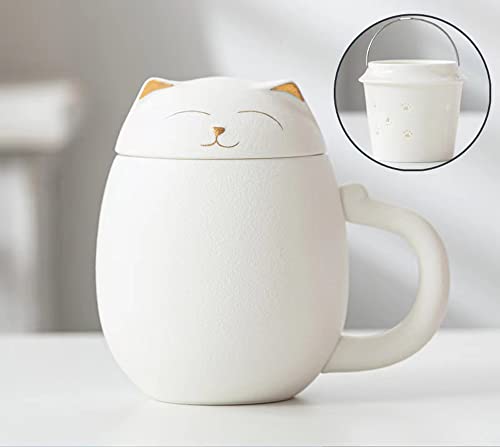 Taza de Té con Infusor y Tapa de Porcelana Diseño Gato 350 ml miniatura 1