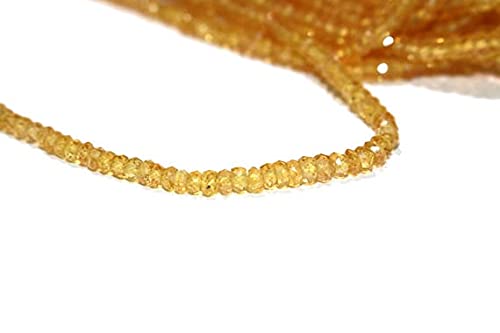 Perles de saphir jaune naturel 3mm de qualité gemme supérieure sur fil de 16 pouces