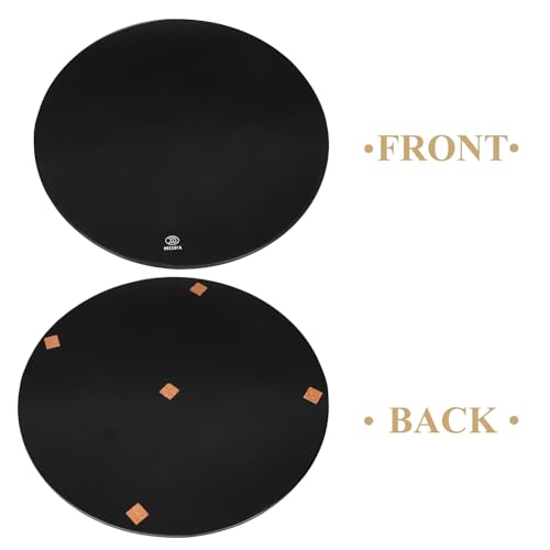 Plateau de table rond en verre trempé noir surface lisse Zerodeko
