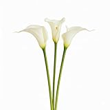 Meide Group USA Artificial Calla Lily Flowers 3 Pack 28 Inch White Real Touch Latex - Home Decor Living Room Wedding Centerpieces DIY Party Floral Arrangements