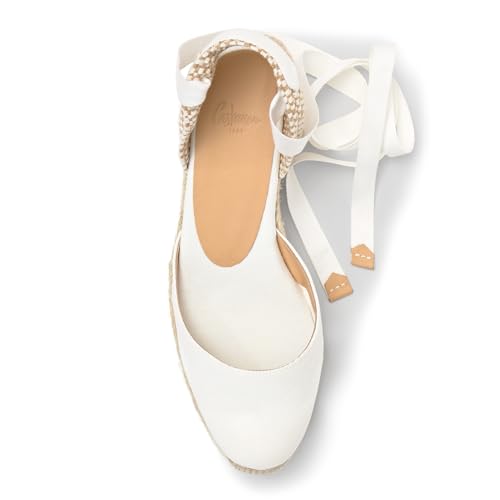 Image of ICONIC CARINA ESPADRILLE HEEL WHITE WEDGE WOMAN