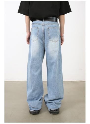 Men's Denim Jeans Korean Style Loose Straight Leg Casual Commuting Daily Office Weekend Pants for Men3