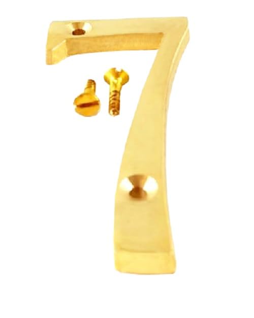Robin Exports 76MM Home Decor 3" Height Brass House Address Numbers 0' with 2 Screws (Gold - 7)-image-7