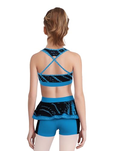 Kids Girls Sports Set Sleeveless Cross Back Crop Top & Athletic Skirt Shorts for Gymnastics Yoga2