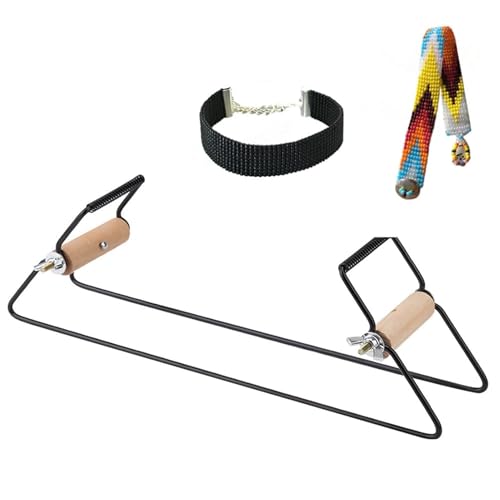 HERCHR Kit de tela de perlas de metal para la fabricación de joyería, máquina de tejer de madera y acero inoxidable ajustable para pulseras, collares y cinturones, tela de artesanía para adultos