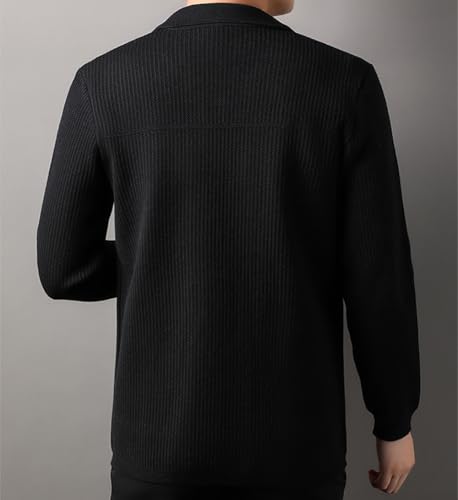 Men's Lapel Knitted Long Sleeve Coat, Men's Sweaters Lapel Cardigan Slim Breathable with Pockets Coat2