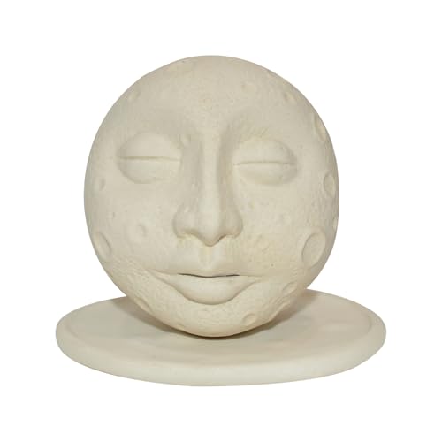 Image of CraftVatika Ceramic Moon Face Incense Holder with Plate, Home Decoration Items for Living Room, Meditation Yoga Spiritual Aromatherapy Home Decor, Resin Incense Burner, Decorative Showpiece