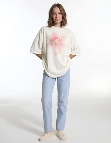 Image of Tfortees Women Cotton Oversized T-Shirt Casual Wear | Relaxed Fit, Round Neck