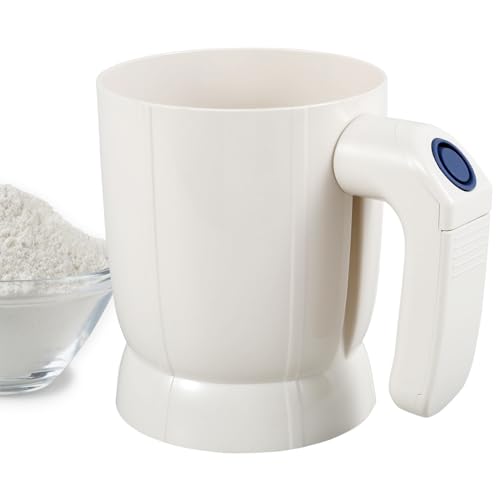 Electric Flour Sifter, Battery Operated Flour Sieve for Baking, Sifter for Baking, Handheld Flour Sieve with Stainless Steel Fine Mesh Detachable Flour Sifter Cooking Baking Tool