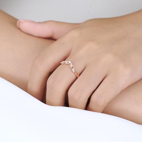 Curved Wedding Band for Women Vintage Stacking Rings Moissanite Wedding Ring Band 925 Sterling Silver 10K 14K 18K Solid Gold (D Color VVS1 Clarity)2