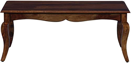 Image of Loonart Solid Sheesham Wood Center /Coffee /Tea Table for Living Room /Dinning Room and Hall Wooden | Classic Centre Table with Curved Legs | Perfect for Sofa & Drawing Room | Natural Finish