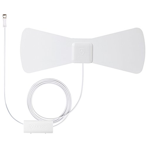 ANTOP Digital Indoor TV Antenna with Smartpass Amplified-30/45 Mile Range and Multi Directional HDTV Antenna 10ft Coaxial Cable AT-105B Black/White