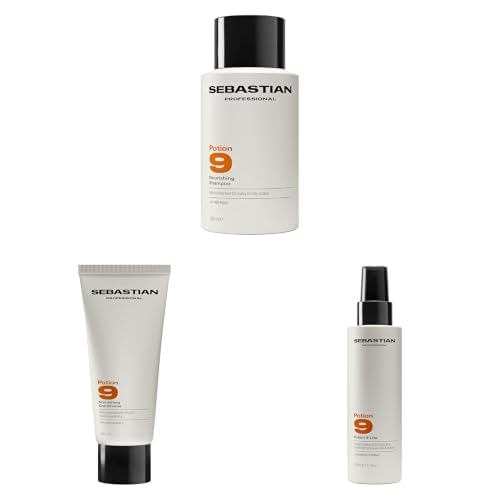 Sebastian Professional Potion 9 Bundle - pflegendes Shampoo, Conditioner und Styling Spray für spürbar weiches und sauberes Haar - bei trockenem und strapaziertem Haar (280 ml, 200 ml, 150 ml)