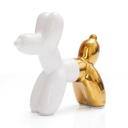 Notakia Cute Ceramics Balloon Dog Statue Crafts Living Room Desktop Decorations,Handmade Modern Small Ceramic Animal Statue Ornament Home Decor Accent