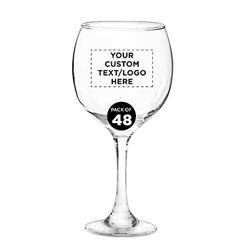 Custom Premiere Wedding Wine Glasses 20.5 oz Set of 48, Personalized Bulk Pack - Restaurant Glassware, Perfect for Red Wine or White Wine - Clear