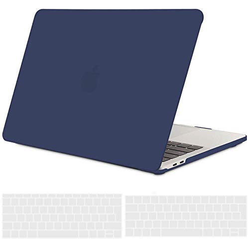 TECOOL Cover per MacBook Pro 13 Pollici 2016-2022 (M2 M1 A2338/A2289/A2251/A2159/A1989/A1706) con Touch Bar, Custodia Rigida Protettiva Sottile in Plastica e Copritastiera UE, Blu Navy