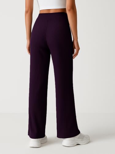Image of Pinkmint Women's Poly Lycra Trouser, High Waist Flared Korean Trousers, Trendy Casual Wear for Daily & Travel Use (Available in Plus Size)