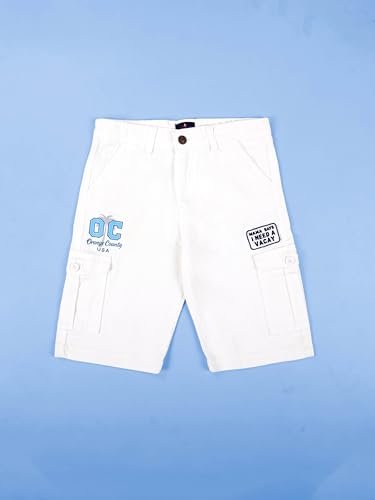 Image of KiddoPanti Boys Knee Length Cargo Denim Shorts with Flap Pockets & Button Closure Casual Wear
