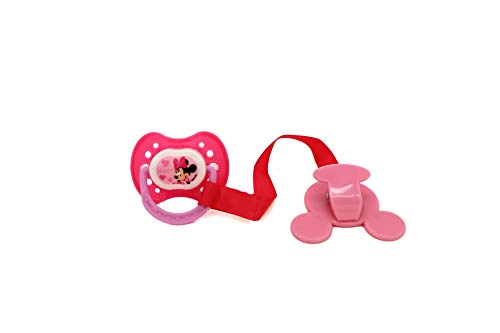 Image of Disney Cudlie Minnie Mouse Baby Girl 4 Pack of 2 Pacifiers & 2 Clips with Hearts for Min Print