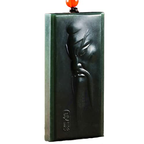 Pendentif Guan Yu jade naturel porte-bonheur pour collier homme et femme