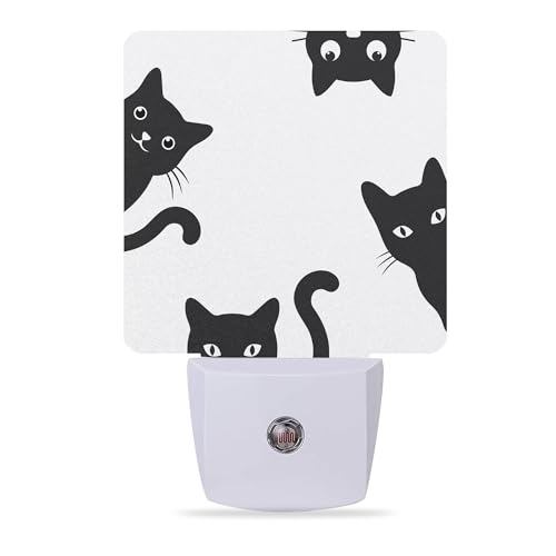 Image of Night Lights Plug into Wall Black Cats Night Lights Dusk to Dawn Sensor Led Lamp for Women Men,Led Lights for Stairway /Hallway /Bedroom,0.5W