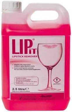 Lipit Lipstick Remover for Glassware - Powerful 2.5 Litre Liquid Formula for Removing Lipstick & Grease Marks from Glasses - Ideal for Bars, Restaurants and Catering Use