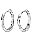 Men's Earring Hoop 925 Sterling Silver Hoop Earring for Men Round Huggie Silver Mens Hoops Earrings Ear Piercings (rotate)