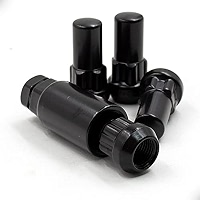 4 Heat-Treated XL 6-Spline Wheel Lock Lug Nuts – 14x1.5 Acorn Closed End – Black Steel