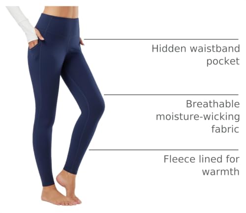 Image of baleaf Women's Fleece Lined Leggings, High Waisted | Thermal Warm Winter Tights, Thick Yoga Pants, Cold Weather, with Pockets