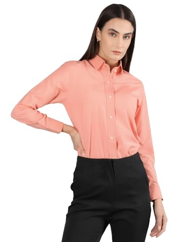 Image of CHKOKKO Women Solid Polycotton Regular Formal Shirt