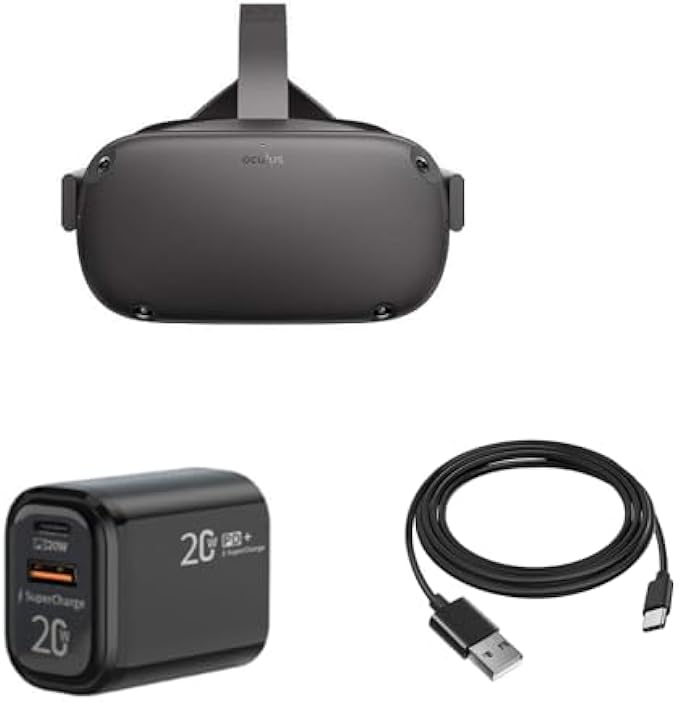 20W Charger for Meta Quest 3/2/1, Dual USB Port USB A, USB C, Fast Charging Cable Compatible for Oculus Quest All-in-one VR Gaming Headset