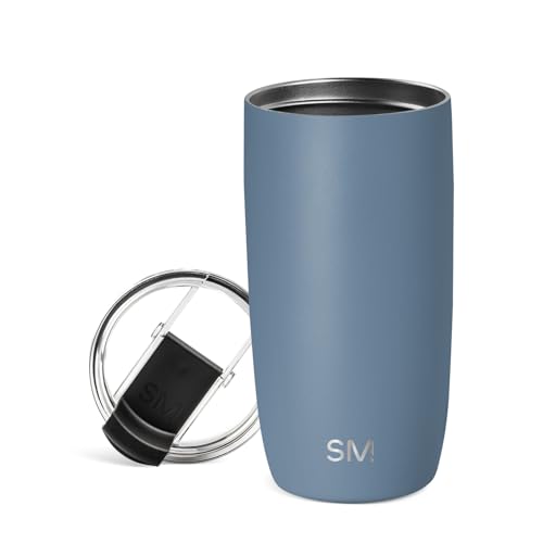 Simple Modern Travel Coffee Mug Tumbler with Flip Lid | Reusable Insulated Stainless Steel Cold Brew Iced Coffee Cup Thermos | Gifts for Women Men Him Her | Voyager Collection | 16oz | Blue Dune