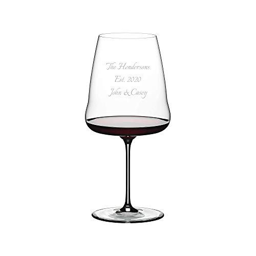 Riedel Personalized Winewings Cabernet/Merlot Wine Glass, Custom Engraved Giant 33oz Crystal Red Wine Glass for Cabernet Sauvignon, Merlot, Bordeaux, St. Emilion and More