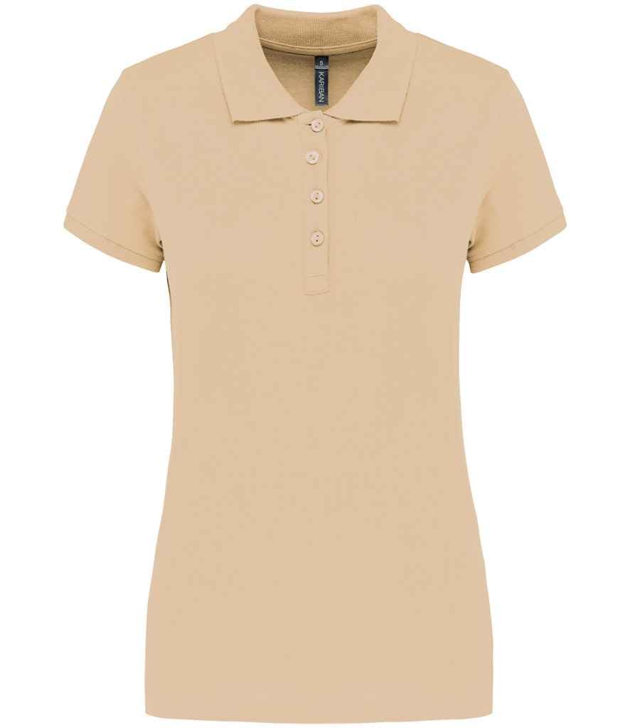 COOZO Ladies Short Sleeve Pique Polo Shirt - Light Sand - M