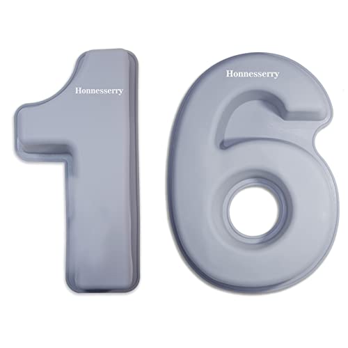 Molde Silicona de Número 16 Moldes de Silicona Para Tartas de Gran Número Molde Pastel Silicona Molde de Silicona Números 6 Molde de Pastel Digital de 16 Para Aniversario Cumpleaños Cover